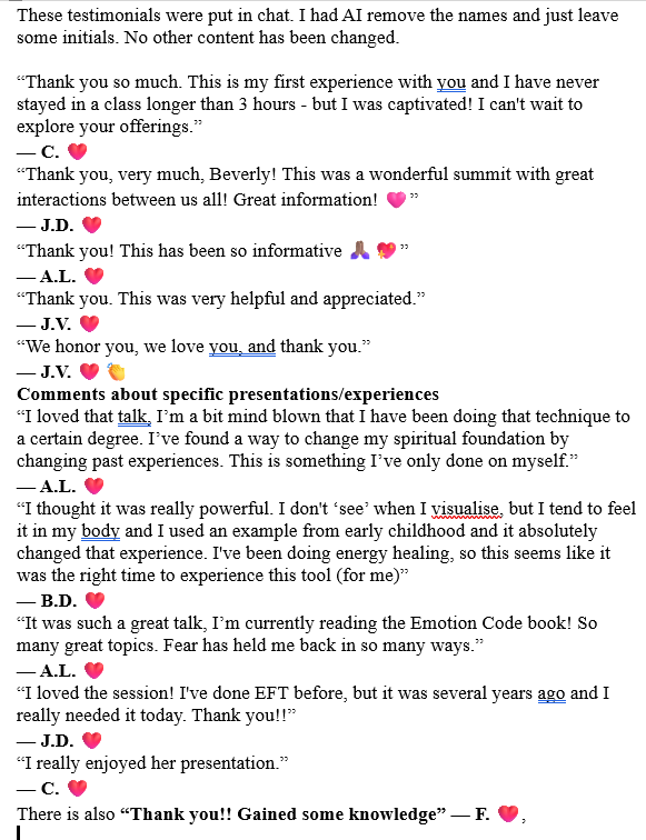 Chat testimonials